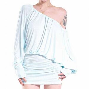 Off-Shoulder Light Blue Dress